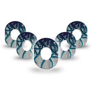 ExpressionMed Tentacles Dexcom G7 Mini Tape, Dexcom Stelo Glucose Biosensor System, 5-Pack Tape Ocean Blue Tentacle, Patch Continuous Glucose Monitor Design