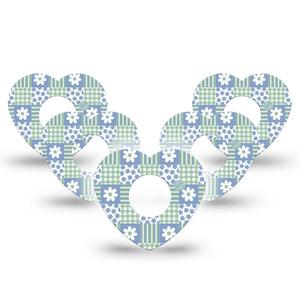 ExpressionMed Patchwork Flowers Infusion Heart, 10-Pack Green blue patchwork Adhesive Tape For Pump
