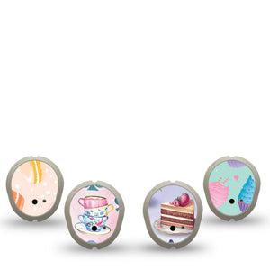 ExpressionMed Mad Hatter's Delight Variety Pack Dexcom G7 Sticker, Dexcom Stelo Glucose Biosensor System, 4-Pack Sticker Variety Pastel Tea Party Theme, Vinyl Decoration Continuous Glucose Monitor Design