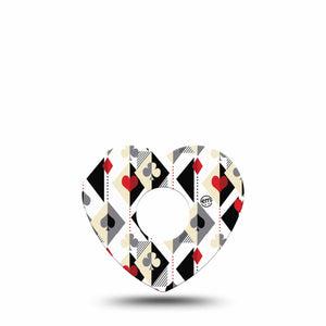 ExpressionMed Playing Cards Freestyle Libre 3 and Libre 3 Plus Heart Shape Tape Single Tape Argyle Inspired Card Deck, Patch CGM Design