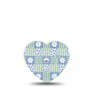 ExpressionMed Patchwork Flowers Freestyle Libre, Libre 2 Plus, and Abbott Lingo Heart, Single Tape and Single Sticker Cute spring quilt Decorative Adhesive Tape for CGM