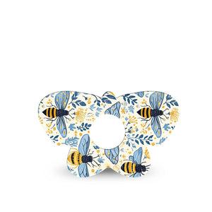 ExpressionMed Busy Bees Freestyle Libre 3 and Libre 3 Plus Butterfly, Single Tape Golden bees Waterproof Adhesive Tape for CGM