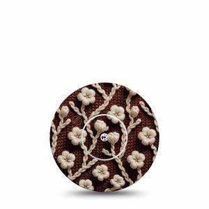 ExpressionMed Cozy Sweater Freestyle Libre and Libre 2 Plus Sticker and Tape, Abbott Lingo, Brown With White Florals, Adhesive Sticker and Tape Design Continuous Glucose Monitor Design