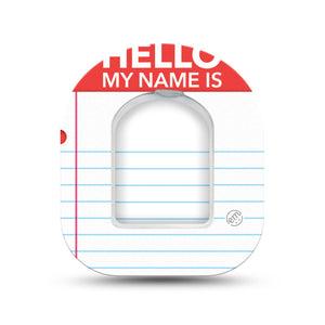 ExpressionMed Name Tag Omnipod Surface Center Sticker and Mini Tape  Type Two Awareness, Vinyl Sticker and Tape Design Pump Design