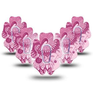 ExpressionMed Magenta Dani Dexcom G6 Flower Shape Tape 5-Pack Tape and 5-Pack Sticker Colorful Magenta, Adhesive Patch Continuous Glucose Monitor Design