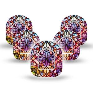 ExpressionMed Stained Glass Omnipod Mini, 5-Pack Tape and 5-Pack Sticker stained glass mandala aesthetic Waterproof Plaster For Insulin Pump