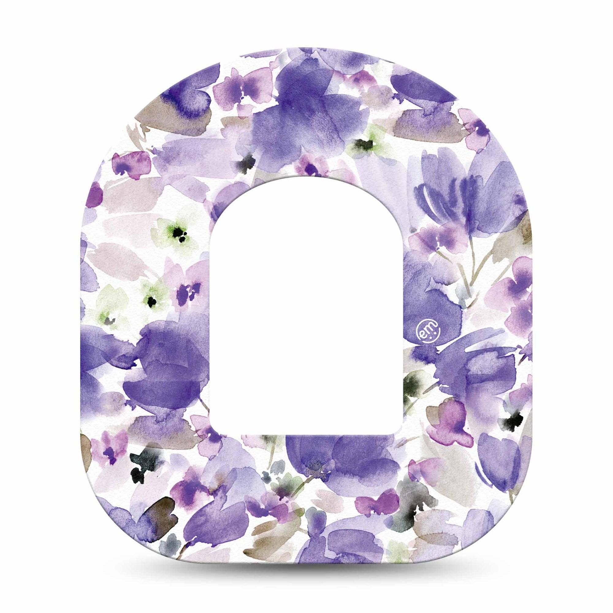 ExpressionMed Italian Blooms Omnipod Tape Single Tape Delicate Lavender Flowers Adhesive Patch Pump Design