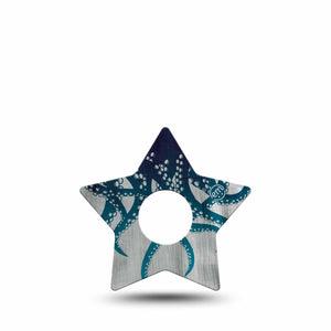 ExpressionMed Tentacles Freestyle Libre 3 and Libre 3 Plus Star Shape Tape, Single Tape Nautical Navy Teal, Patch CGM Design