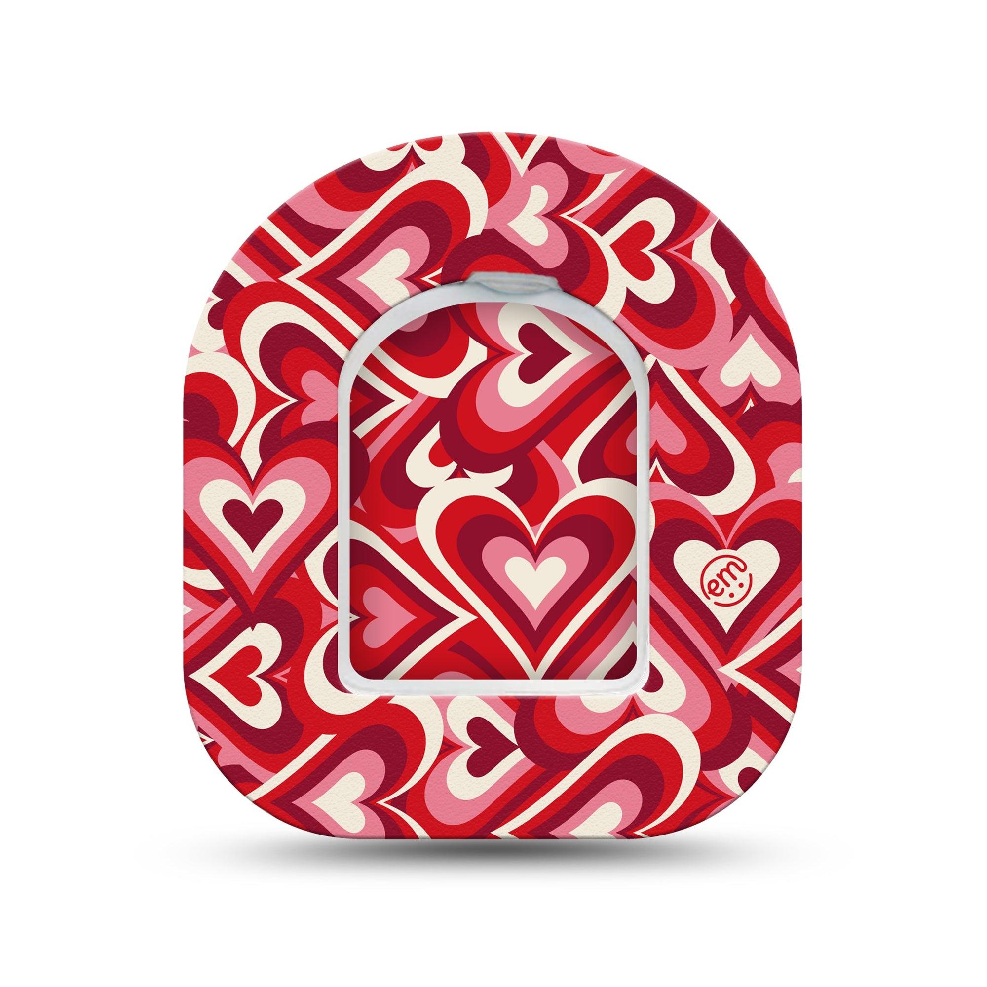 ExpressionMed Valentine Hearts Omnipod Surface Center Sticker and Mini Tape  Love Red Hearts, Vinyl Sticker and Tape Design Pump Design