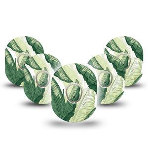 ExpressionMed Palm Leaf Dexcom G7 and Dexcom Stelo Glucose Biosensor System Gumdrop, 5-Pack Tape and 5-Pack Sticker Tropical palm leaves Accessories for Continuous Glucose Monitor