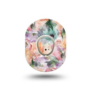 ExpressionMed Flower Clouds Dexcom G7 Mini Tape, Dexcom Stelo Glucose Biosensor System, Single Tape and Single Sticker Light Purple Pink Orange Blossoms, Patch Continuous Glucose Monitor Design