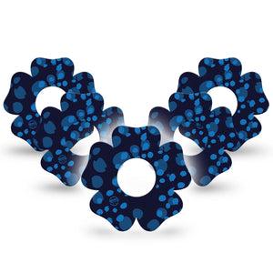 ExpressionMed Blue Drops Infusion Set Flower Shape Tape 10-Pack Tape Classy Navy Blue Drops, Plaster Continuous Glucose Monitor Design
