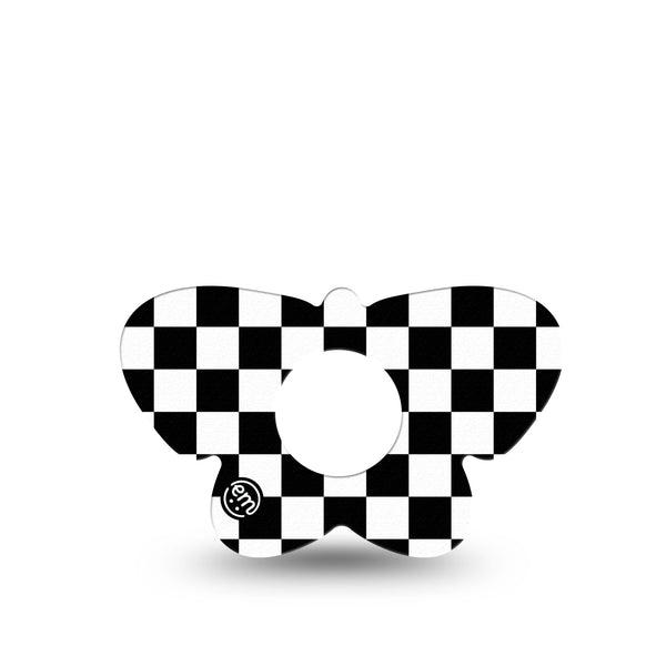ExpressionMed Checkered Infusion Set Butterfly Shape Tape 5-Pack Tape Modern Checkered, Plaster Continuous Glucose Monitor Design