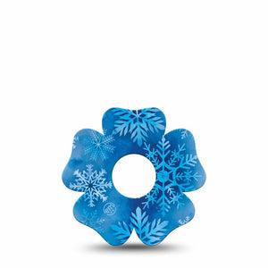 ExpressionMed Falling Snow Freestyle Libre 3 and Libre 3 Plus Flower Shape Tape, Single Tape Frozen Crystals, Overlay Tape CGM Design