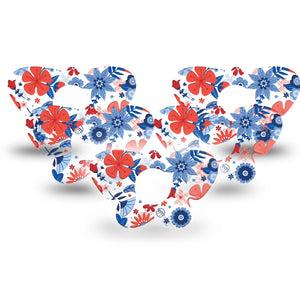 ExpressionMed July Flowers Infusion Set Butterfly Shape Tape 10-Pack 4th of july florals Adhesive Tape Continuous Glucose Monitor Design