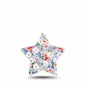 ExpressionMed Petal Breeze Freestyle Libre, Libre 2 Plus, and Abbott Lingo Star, Single Tape and Single Sticker Sky blue bouquet Patch for CGM