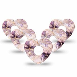 ExpressionMed Pink Pearls Freestyle Libre 3 and Libre 3 Plus Heart, 5-Pack Pearl flowers Overlay Tape for Continuous Glucose Monitor