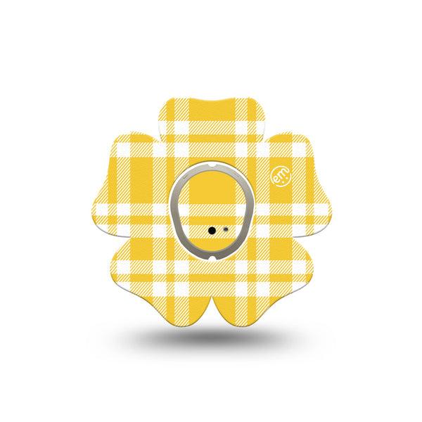 ExpressionMed yellow gingham Dexcom G7 and Dexcom Stelo Glucose Biosensor System Flower, Single Tape and Single Sticker Cheery gingham Patch for CGM