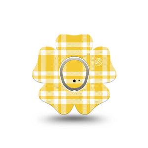 ExpressionMed yellow gingham Dexcom G7 and Dexcom Stelo Glucose Biosensor System Flower, Single Tape and Single Sticker Cheery gingham Patch for CGM