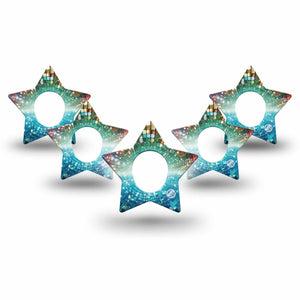 ExpressionMed Disco Lights Dexcom G7 and Dexcom Stelo Glucose Biosensor System Star, 5-Pack Layered light circles Decorative Adhesive Tape for Continuous Glucose Monitor