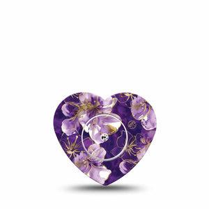 ExpressionMed Plum Gold Freestyle Libre, Libre 2 Plus, and Abbott Lingo Heart, Single Tape and Single Sticker Painted hibiscus Decorative Adhesive Tape for CGM