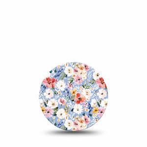 ExpressionMed Petal Breeze Freestyle Libre 3 and Libre 3 Plus OverPatch, Single Tape Sky blue bouquet Adhesive Tape for CGM