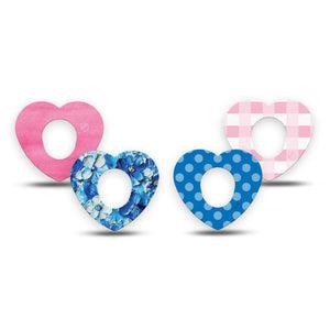 ExpressionMed Cotton Candy Coast Variety Pack Dexcom G7 Heart Shape Tape, Dexcom Stelo Glucose Biosensor System, 4-Pack Tape Variety T1D Barbie Inspired, Plaster CGM Design