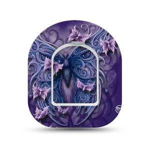 ExpressionMed Purple Butterfly Omnipod Surface Center Sticker and Mini Tape Violet Monarch Themed Vinyl Sticker and Tape Design Pump Design
