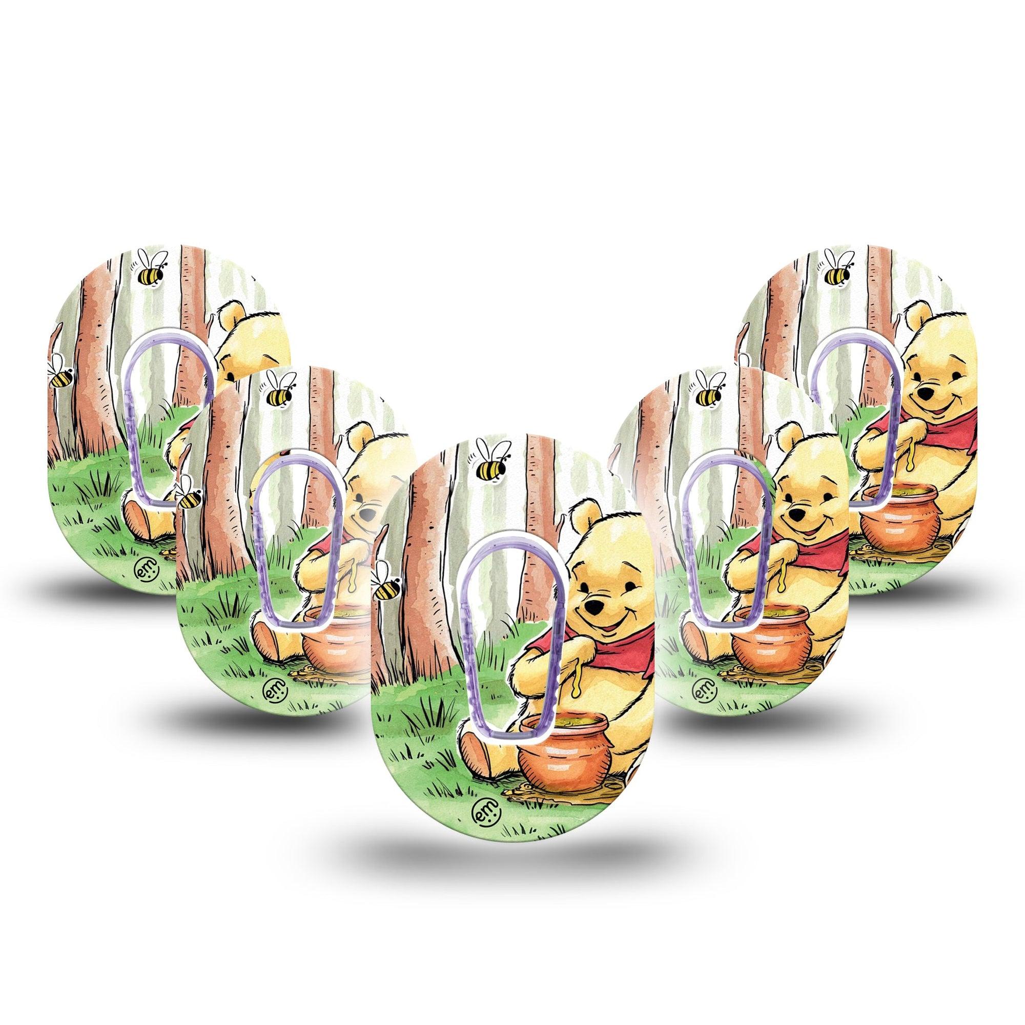 ExpressionMed Winnie the Pooh Dexcom G6 Mini Tape Single Tape and Single Sticker Cute Pooh Bear Adhesive Tape CGM Design