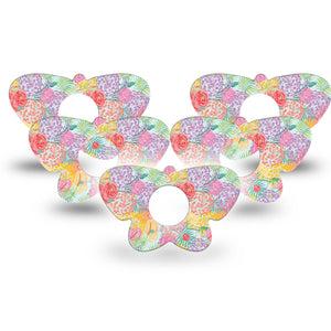 ExpressionMed Spring Flowers Infusion Butterfly, 10-Pack Pastel florals Fixing Ring Tape For Pump