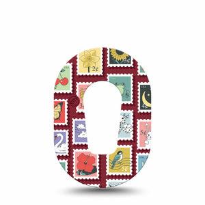 ExpressionMed Postage Stamp Dexcom G6 Mini, Single Tape Animals and floral postage Adhesive Tape for CGM