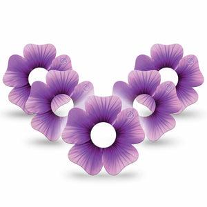 ExpressionMed Hibiscus Freestyle Libre 3 Flower Shape Tape 5-Pack Tape Lilac Purple Floral, Overlay Tape CGM Design