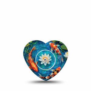 ExpressionMed Koi Pond Freestyle Libre, Libre 2 Plus, and Abbott Lingo Heart, Single Tape and Single Sticker garden fish pattern Decorative Adhesive Tape for CGM