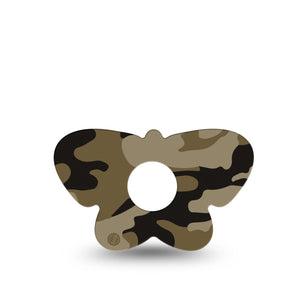 ExpressionMed Camo Freestyle Libre 3 and Libre 3 Plus Butterfly Shape Tape Single Tape Combat Gray Overlay Tape CGM Design