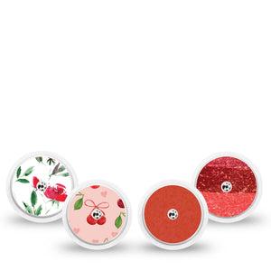 ExpressionMed Crimson Variety Pack Freestyle Libre and Libre 2 Plus Sticker, Abbott Lingo, 4-Pack Sticker Variety Rose Red, Vinyl Graphics Continuous Glucose Monitor Design