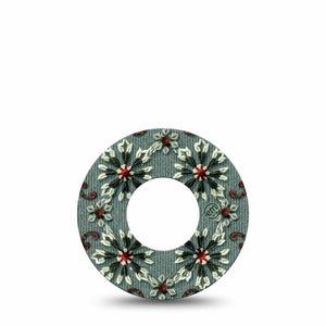 ExpressionMed Green Embroidery Freestyle Libre and Libre 2 Plus Tape, Abbott Lingo, Single Tape Green Threaded Petals, Fixing Ring Tape Continuous Glucose Monitor Design