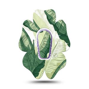 ExpressionMed Palm Leaf Dexcom G6 Flower, Single Tape and Single Sticker Plant print Adhesive Tape for CGM