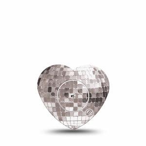 ExpressionMed Mirror Ball Freestyle Libre, Libre 2 Plus, and Abbott Lingo Heart, Single Tape and Single Sticker Light reflective inspired print Decorative Adhesive Tape for CGM