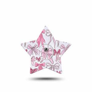 ExpressionMed Bows and Ribbons Freestyle Libre 3 and Libre 3 Plus Star Shape Tape Single Tape and Single Sticker Pink Stripes And Ribbon Bows,  Patch CGM Design