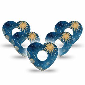 ExpressionMed Mystic Skies Freestyle Libre 3 and Libre 3 Plus Heart, 5-Pack Otherworldy sky scene Overlay Tape for Continuous Glucose Monitor