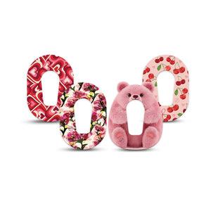 ExpressionMed Bear Hugs Dexcom G6 Mini, 4-Pack Tape Sweet Valentines inspired Waterproof Sensor Cover for Continuous Glucose Monitor