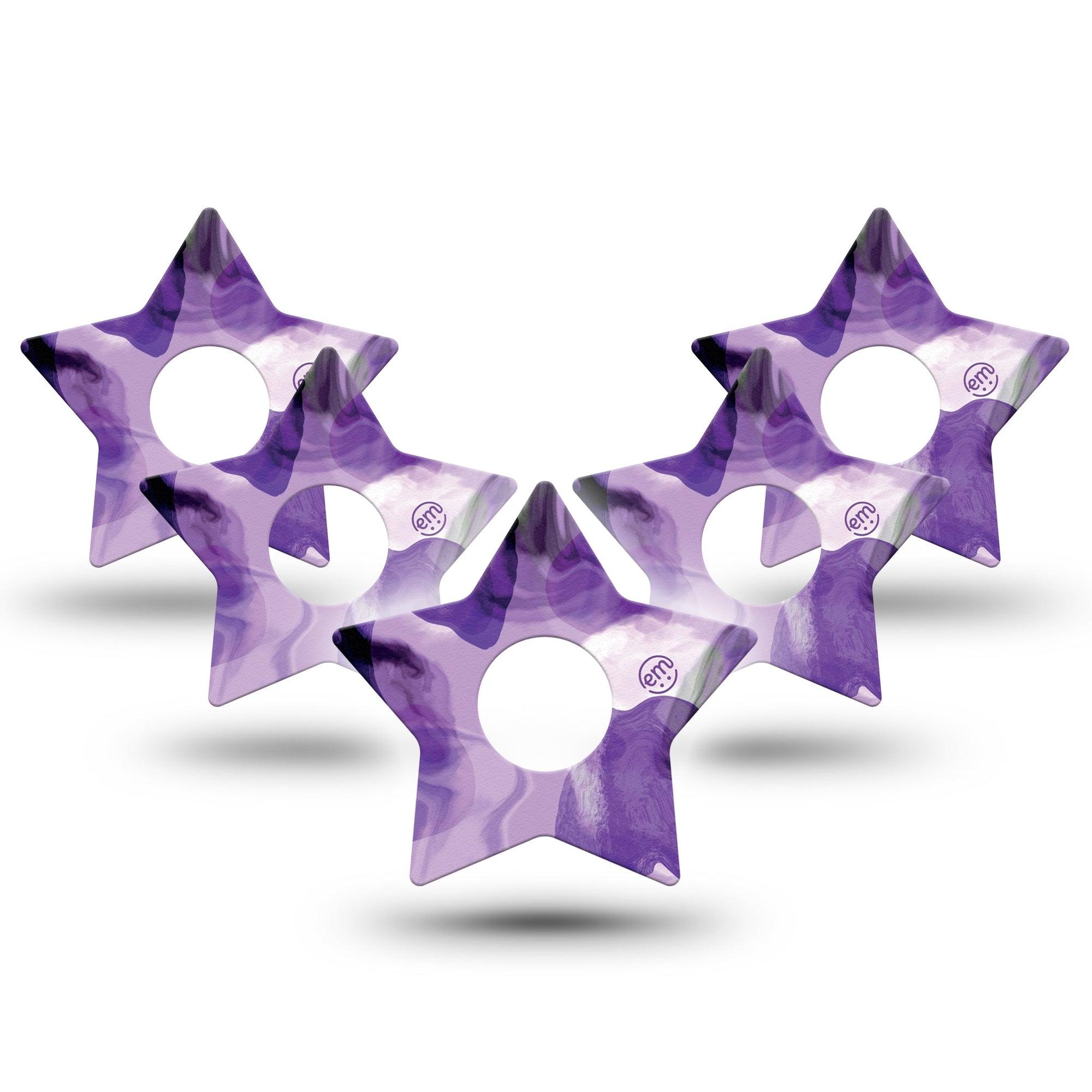 ExpressionMed Purple Storm Freestyle Libre 3 Star Shape Tape 5-Pack hazy deep purple Plaster CGM Design