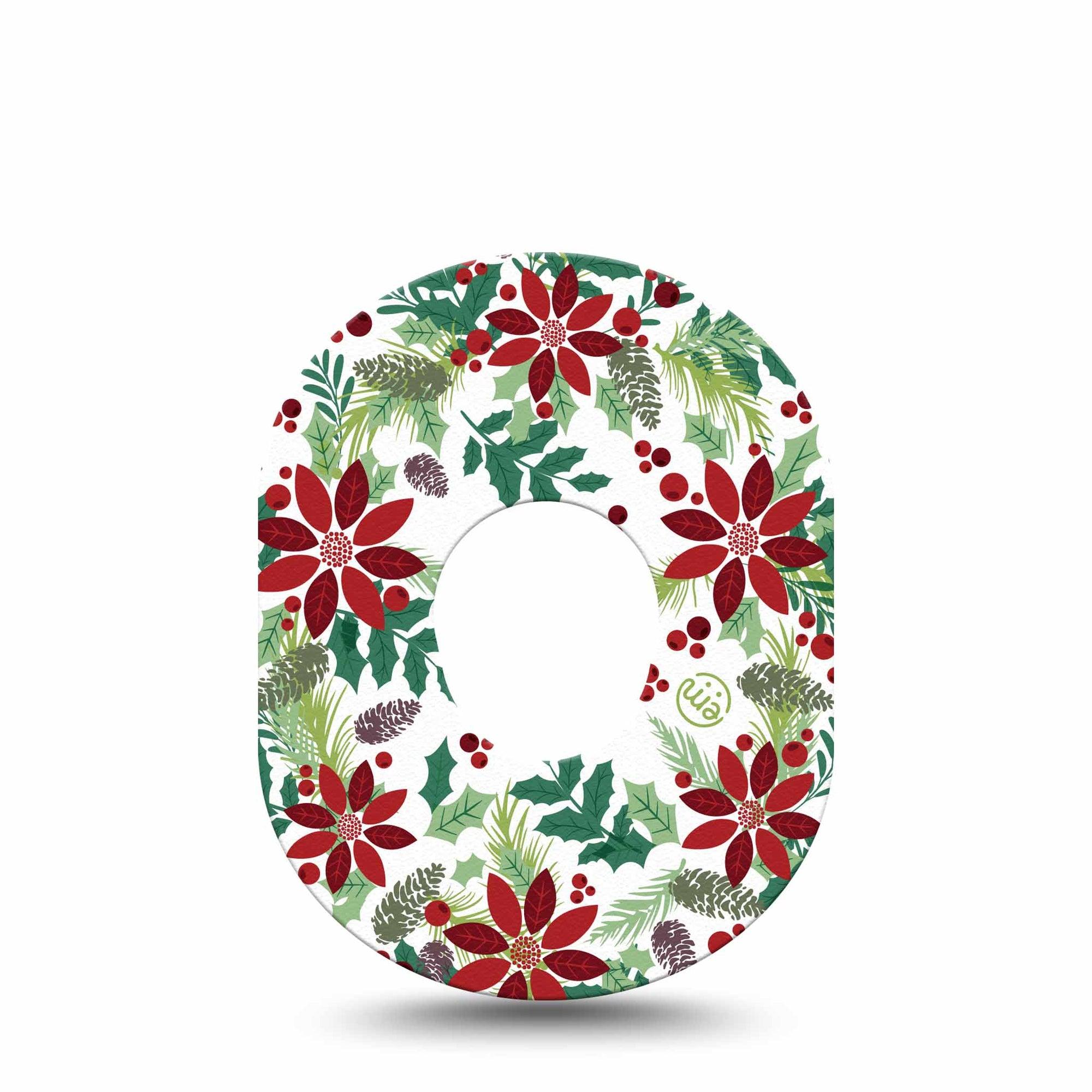 ExpressionMed Christmas Wreath Dexcom G7 and Stelo Tape, Dexcom Stelo Glucose Biosensor System,  Single Tape Happy Holidays Themed Wreath, Overlay Tape Continuous Glucose Monitor Design