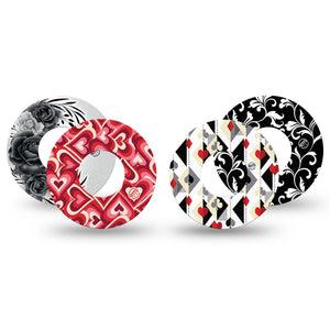 ExpressionMed Ace of Style Variety Pack Freestyle Libre and Libre 2 Plus Tape, Abbott Lingo, 4-Pack Tape Variety Classic Court Playing Card Themed, Fixing Ring Tape Continuous Glucose Monitor Design