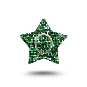 ExpressionMed Green Glam Dexcom G7 Star Shape Tape, Dexcom Stelo Glucose Biosensor System,  Single Tape and Single Sticker Green Shine, Overlay Patch CGM Design