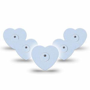ExpressionMed Light Wash Jeans Freestyle Libre 3 and Libre 3 Plus Heart Shape Tape, 5-Pack Tape and 5-Pack Sticker Solid Light Blue, Patch CGM Design