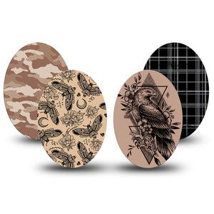 ExpressionMed Black and Tan Variety Pack Variety Pack Medtronic Guardian Enlite Universal Oval, 4-Pack Tape Variety Black and Beige Palette Inspired, Plaster CGM Design