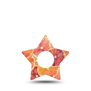 ExpressionMed Oranges Infusion Star, 5-Pack Watercolor citrus Waterproof Adhesive Tape For Insulin Pump