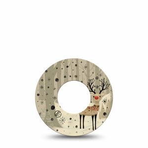 ExpressionMed Woodland Reindeer Freestyle Libre and Libre 2 Plus Tape, Abbott Lingo, Single Tape Red Nose Reindeer, Fixing Ring Tape Continuous Glucose Monitor Design