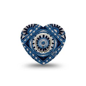 ExpressionMed Indigo Loomwork Dexcom G7 and Dexcom Stelo Glucose Biosensor System Heart, Single Tape and Single Sticker Masculine abstract print Best Covers for CGM